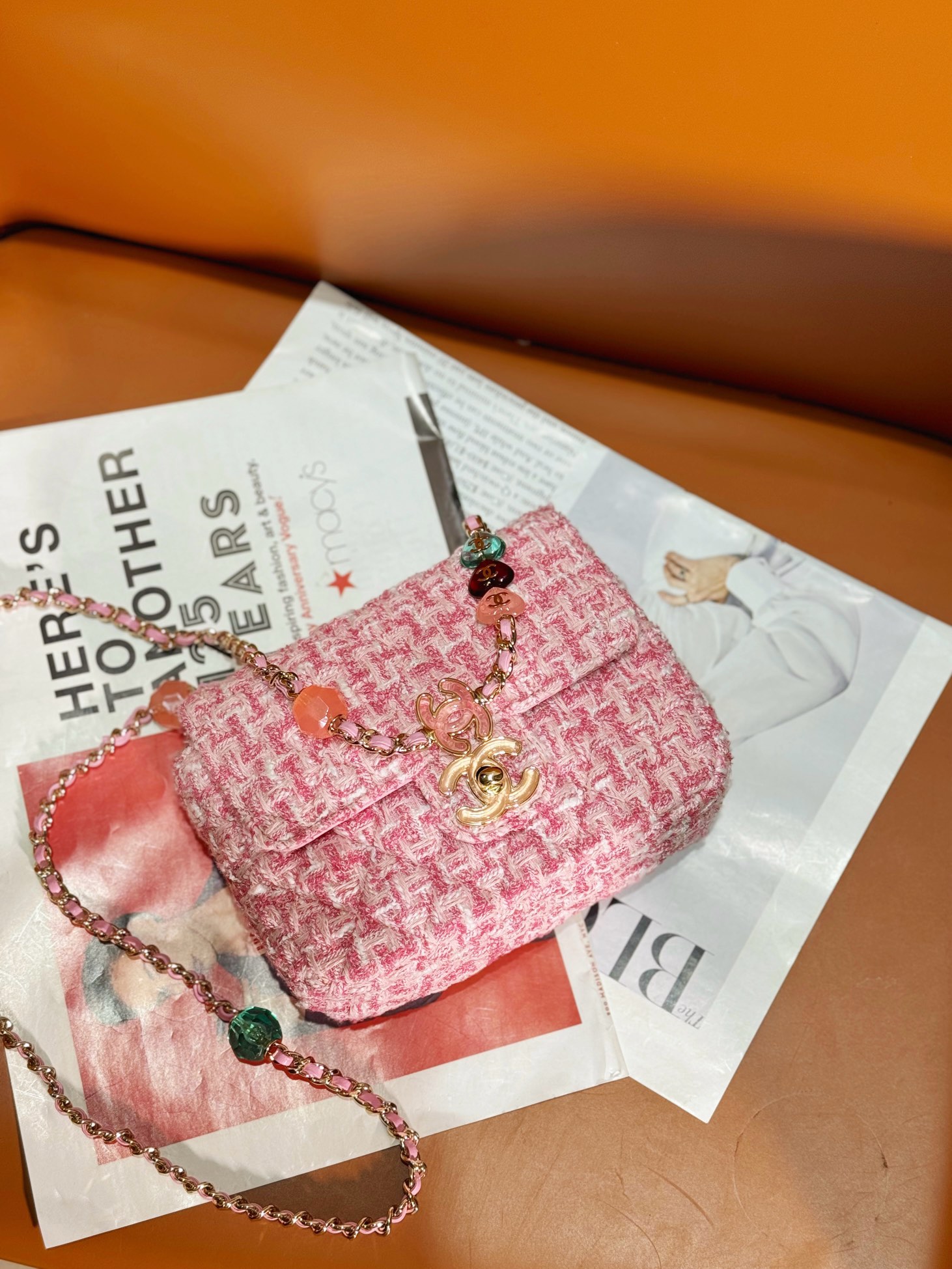 Lambskin Mini Flap Shoulder Bag AS3782 Pink